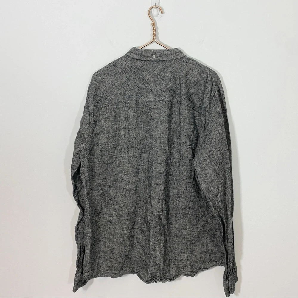 True Religion Mens‎ 3XL Gray 100% Linen Button Down Shirt Top